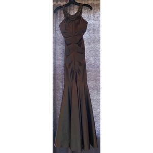 Caché metallic-charcoal mermaid gown w/ beading, 2